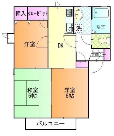 エンパレスV15 A(3DK/2階)の間取り写真