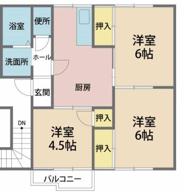 ポルシェ上矢部AB棟(3DK/1階)の間取り写真
