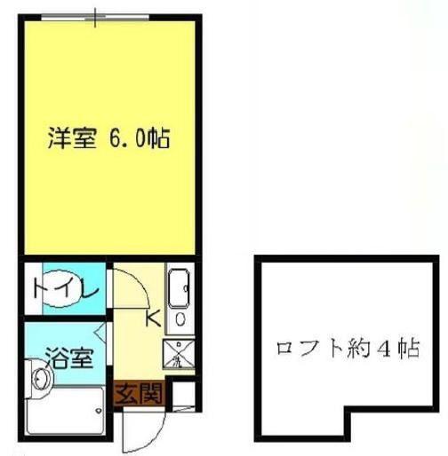 ヒルズ中央林間(1K/2階)の間取り写真