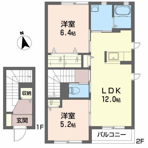 メゾンドール(2LDK/2階)の間取り写真