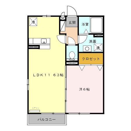 メゾンドプラム(1LDK/2階)の間取り写真