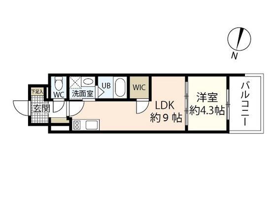 アーバイン比治山(1LDK/6階)の間取り写真
