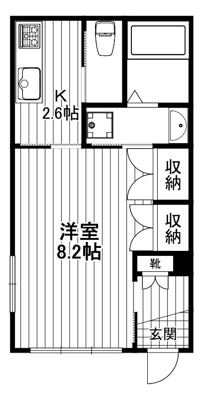 ベルツリーヒルズ(1K/1階)の間取り写真