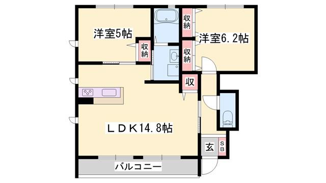 メゾン・ドゥ・エムズ(2LDK/1階)の間取り写真
