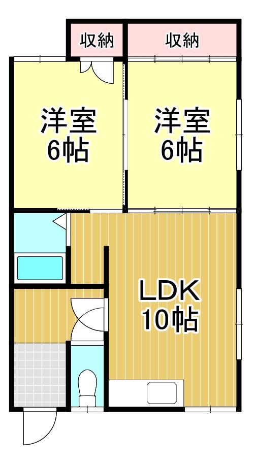 ハイツたかはし(2LDK/2階)の間取り写真