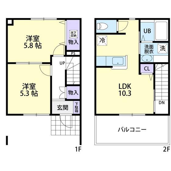 サンパティーク II(2LDK/1階)の間取り写真