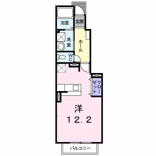 ベルテーアA棟(1K/1階)の間取り写真