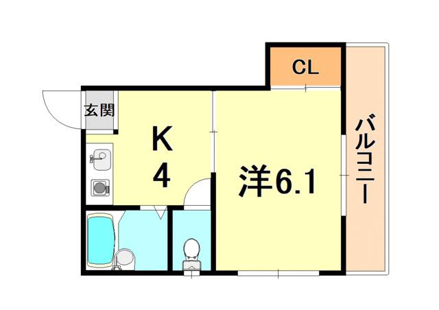 PLUM COURT(1K/2階)の間取り写真