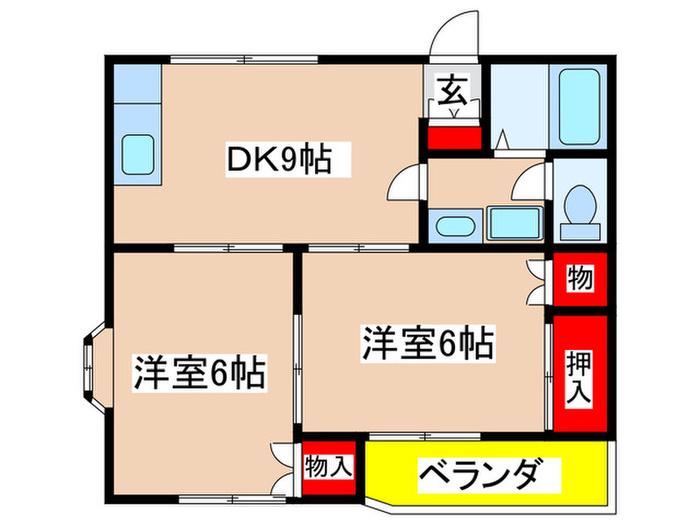 メゾン鶴川(2DK/2階)の間取り写真