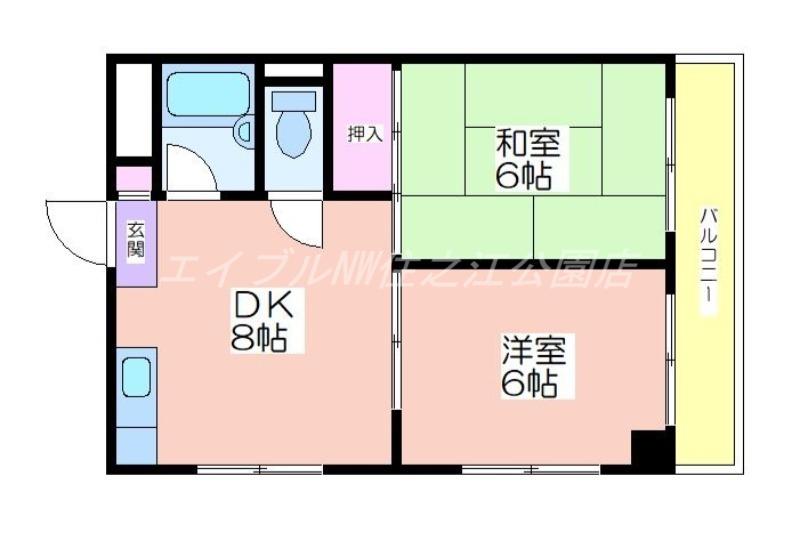 ウィステリア北島2号館(2DK/4階)の間取り写真