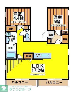 柳澤ビル(2LDK/4階)の間取り写真
