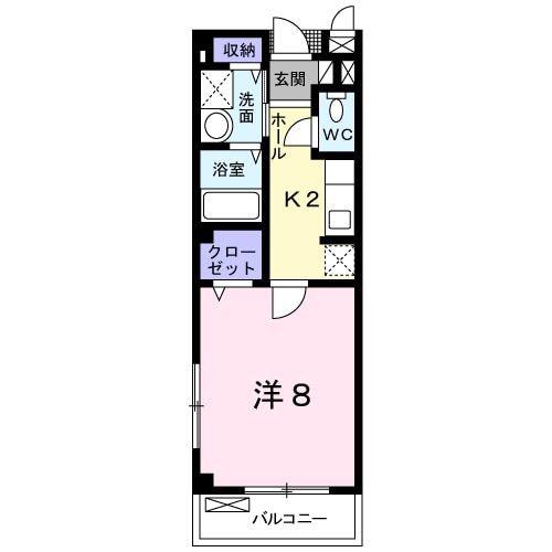 サンライズ(1K/2階)の間取り写真