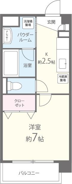 コージーコート(1K/6階)の間取り写真