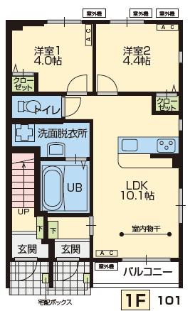 VERTEX市原II(2LDK/1階)の間取り写真