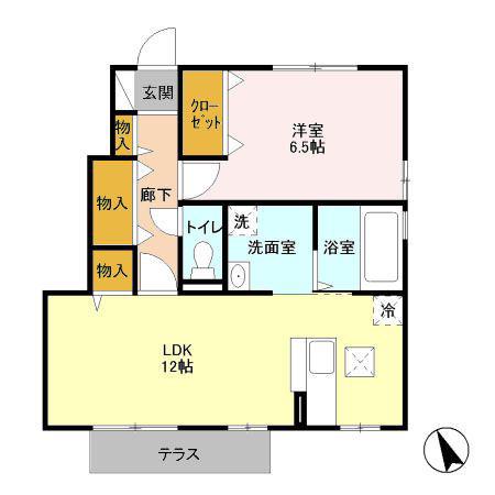ＪＲ相模線 下溝駅 徒歩39分 2階建 築17年(1LDK/1階)の間取り写真
