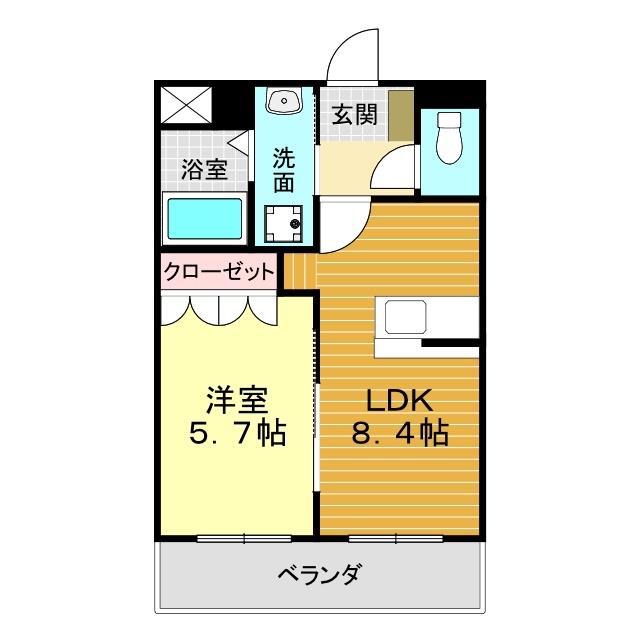 サンパレス(1LDK/2階)の間取り写真