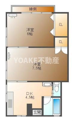 第ニ茜フラット(2DK/1階)の間取り写真