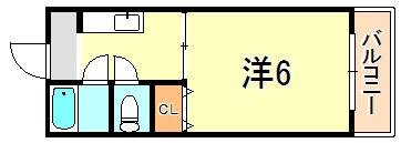 パルシオン(1K/2階)の間取り写真