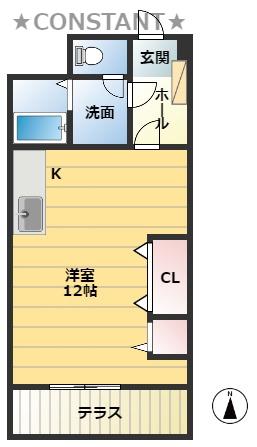 グランセ田宮(ワンルーム/3階)の間取り写真