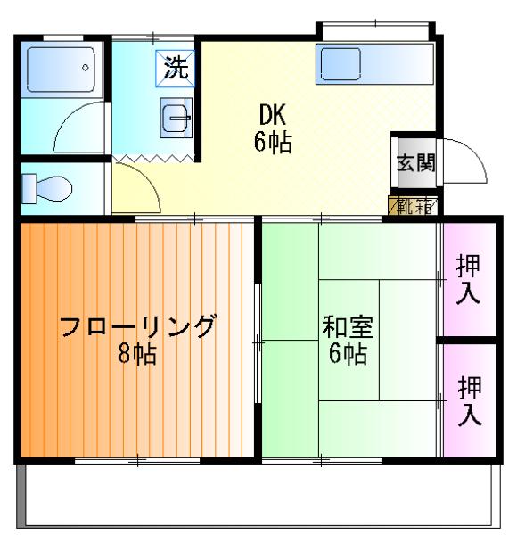 サンハイム峰岸(2DK/2階)の間取り写真