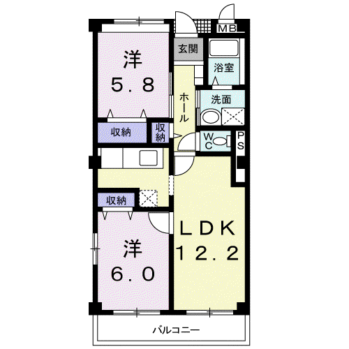パークグレイス(2LDK/1階)の間取り写真