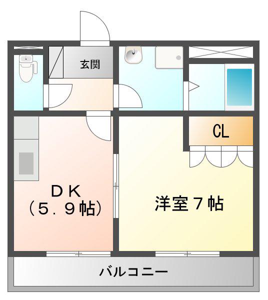 サクセス(1DK/1階)の間取り写真