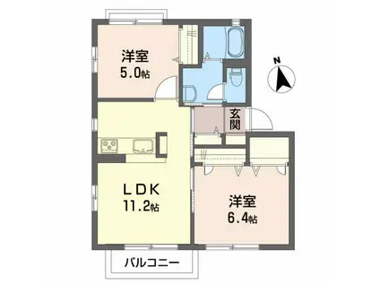 TOP GALLERY(2LDK/2階)の間取り写真