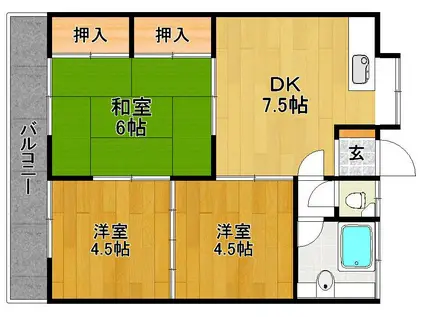 セゾンコート(3DK/2階)の間取り写真