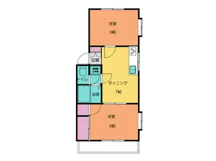 コーポ弘陽(2DK/1階)の間取り写真