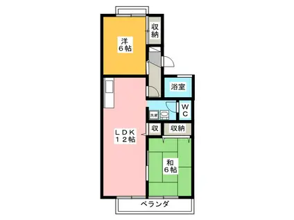 セジュールU(2LDK/2階)の間取り写真