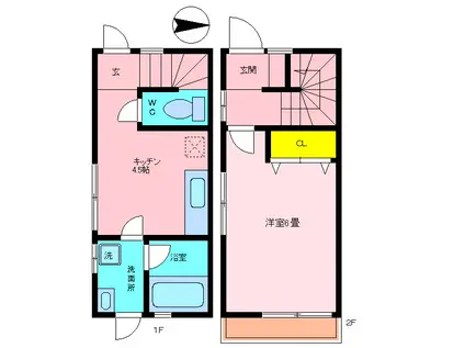 フラットピオニー(1K/2階)の間取り写真