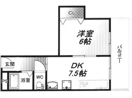 畑中マンション(1DK/3階)の間取り写真