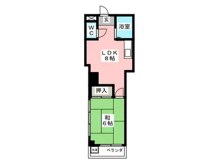 福田マンション(1LDK/2階)の間取り写真