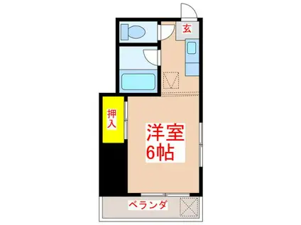 メゾン唐湊第二ビル(ワンルーム/1階)の間取り写真