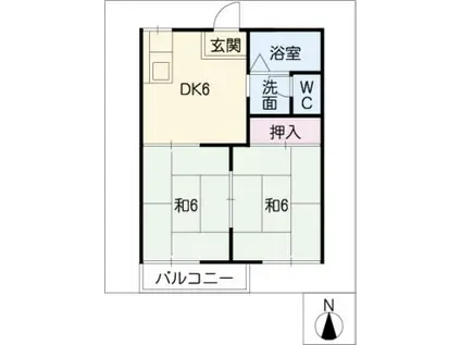 コーポ福富(2DK/2階)の間取り写真