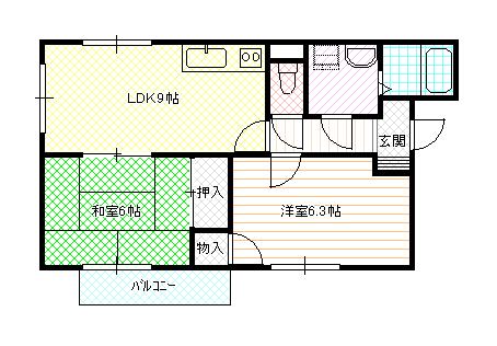 ルミエール(2LDK/2階)の間取り写真