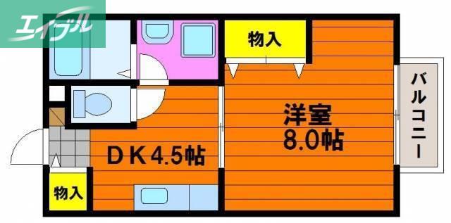 S・T・VILLA TSUSHIMA C(1K/2階)の間取り写真
