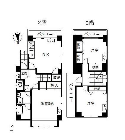 東武東上線 東武練馬駅 徒歩5分 3階建 築38年(4DK/2階)の間取り写真
