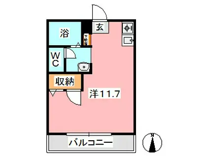 ローズガーデン庭瀬(ワンルーム/1階)の間取り写真