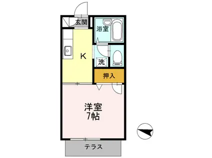 エーデルハイムII(1K/1階)の間取り写真