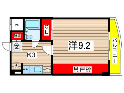 TS GARDEN稲城(1K/3階)の間取り写真