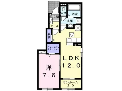 カーサ・エレガンテ・23(1LDK/1階)の間取り写真