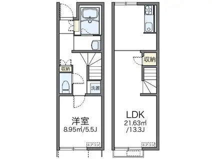 ＪＲ水戸線 笠間駅 徒歩30分 2階建 築15年(1LDK/1階)の間取り写真