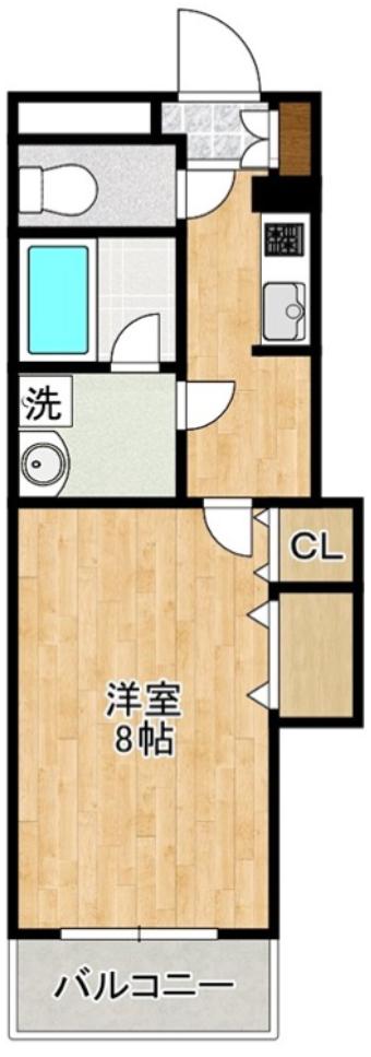 ブレインM(1K/3階)の間取り写真