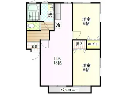カーサMIWA(2LDK/2階)の間取り写真