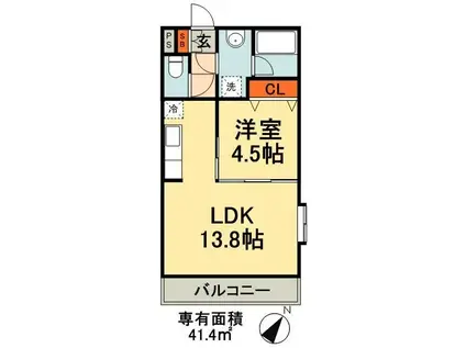 サンライズ鎌取(1LDK/2階)の間取り写真