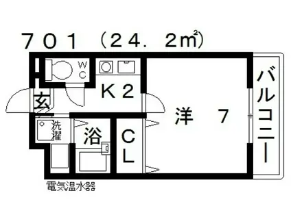 七神国府ビル(1K/6階)の間取り写真
