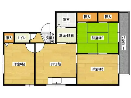 セジュール石田F(3DK/2階)の間取り写真