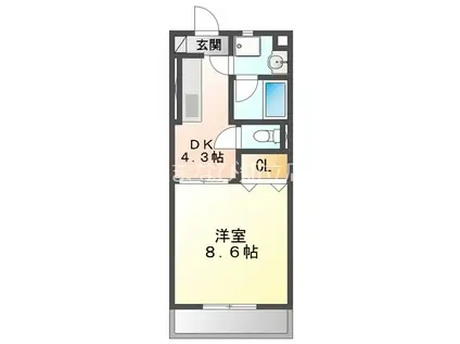 名鉄三河線 高浜港駅 徒歩7分 3階建 築23年(1DK/2階)の間取り写真