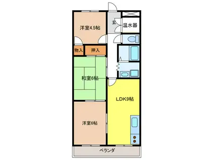 ファミールうすずみ(3LDK/3階)の間取り写真